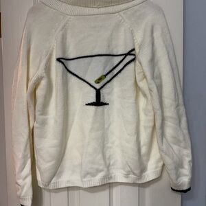 White Sweater with Martini Glass Design